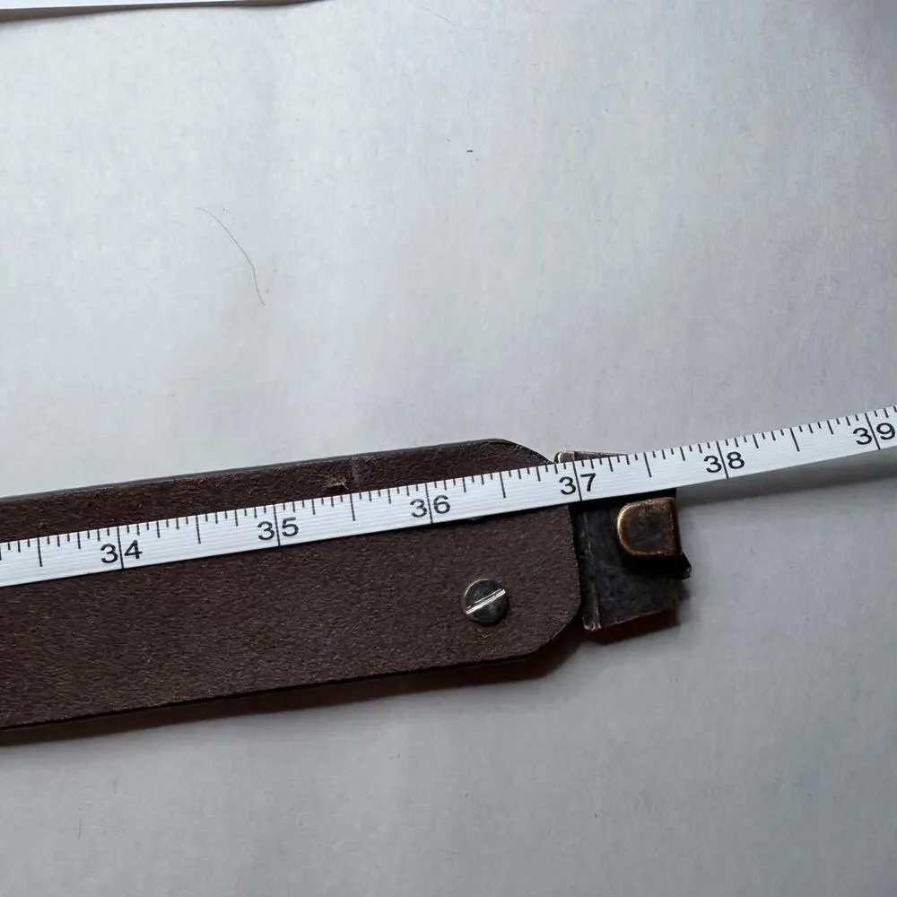 Chico’s Brown Leather Western Belt Small Embellished Buckle Adjustable Boho